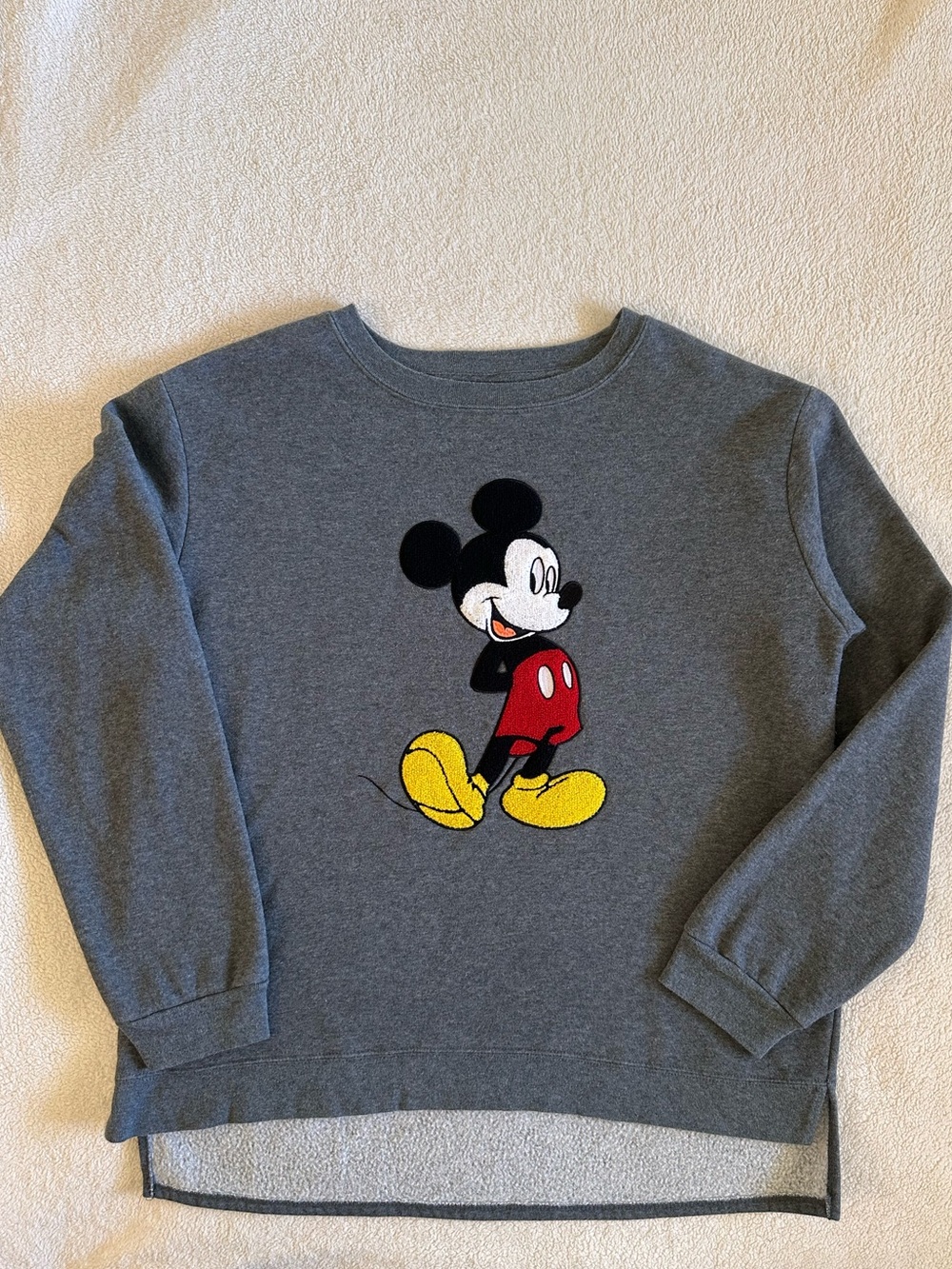 Disney Sweatshirt with Classic Mickey Mouse Chenille Patch Graphic Charcoal Gray
